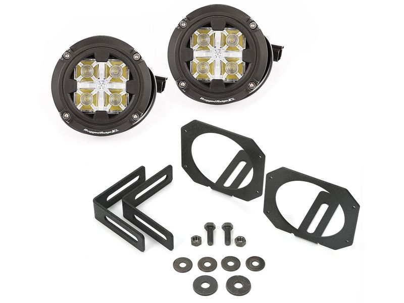 Rugged Ridge Bumper Mount LED Round Light Kit