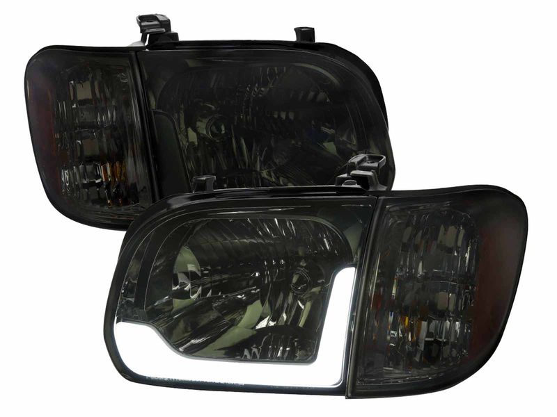SPEC-D Smoked Chrome DRL Crystal Headlights